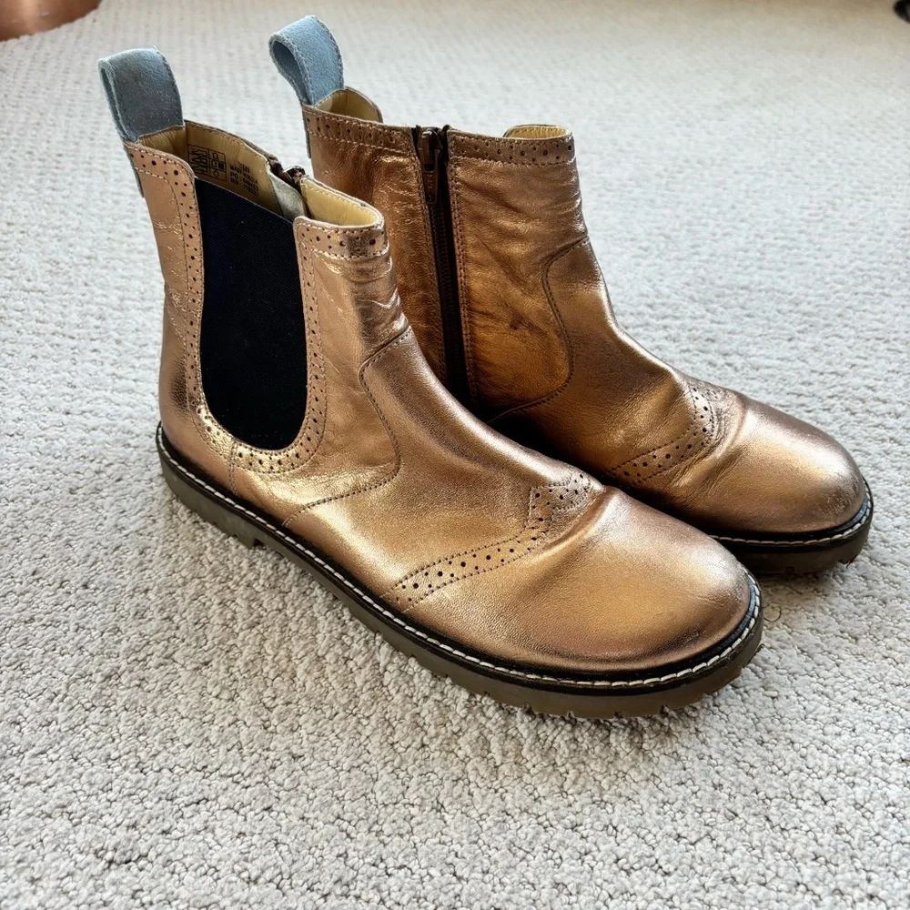 Mini Boden bronze copper leather Chelsea boots